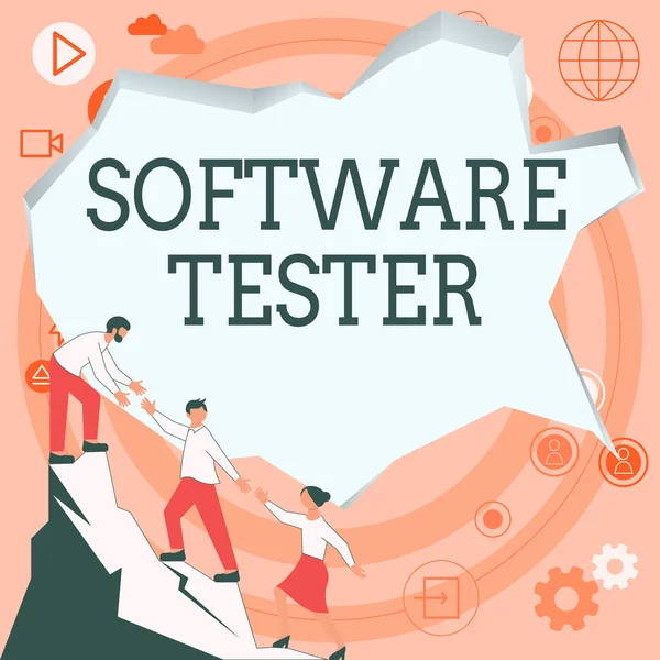 Conceptual display Software Tester, Business concept implemented to protect software against malicious attack