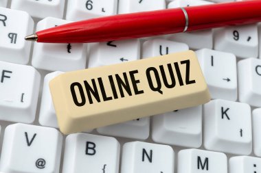 Text sign showing Online Quiz, Business overview game or a mind sport that are published on the Internet