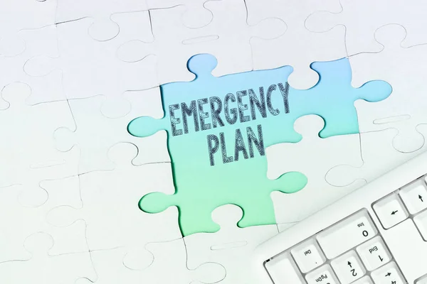 Text sign showing Emergency Plan, Business idea Procedures for response to major emergencies Be prepared
