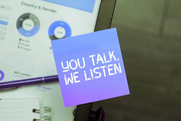 Inspiration Showing Sign You Talk Listen Internet Concept Two Way — Stock Photo, Image