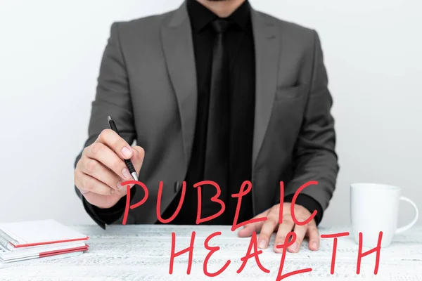 Знак Письма Руки Общественное Здравоохранение Бизнес Идея Содействие Здоровому Образу — стоковое фото