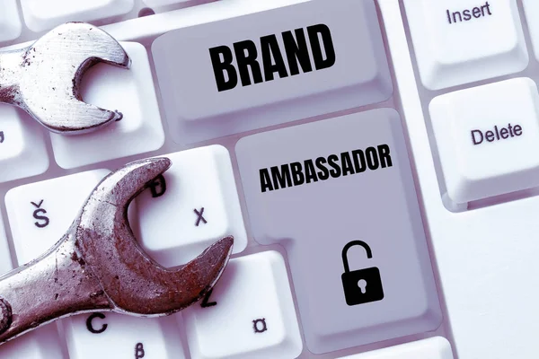 Escrita Exibindo Texto Brand Ambassador Agente Ideias Negócios Credenciado Como — Fotografia de Stock
