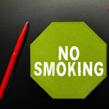 Handwriting text No Smoking, Business concept using tobacco is forbiden in this place