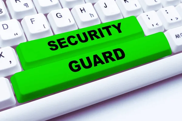 Podepsat Zobrazení Security Guard Business Koncept Nástroje Používané Pro Správu — Stock fotografie