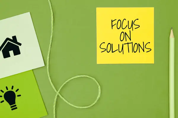 Handwriting Text Focus Solutions Business Idea Powerful Practical Way Achieve — Zdjęcie stockowe