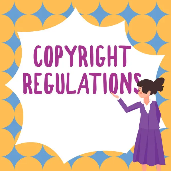 Sinal Escrita Mão Regulamentos Direitos Autorais Palavra Escrita Corpo Lei — Fotografia de Stock