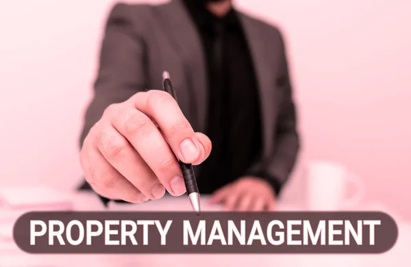 Conceptual caption Property Management, Concept meaning Overseeing of Real Estate Preserved value of Facility