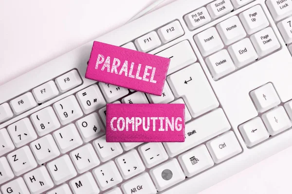 Text showing inspiration Parallel Computing, Word Written on simultaneous calculation by means of software and hardware