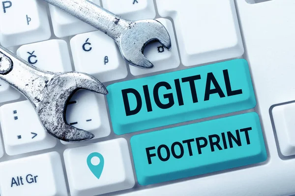 Text Caption Presenting Digital Footprint Business Idea Uses Digital Technology — Fotografia de Stock