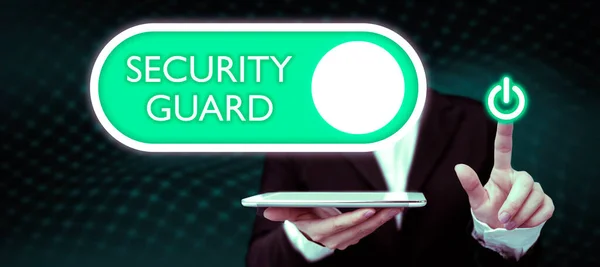 Sign Displaying Security Guard Business Showcase Tools Used Manage Multiple — Stock Photo, Image