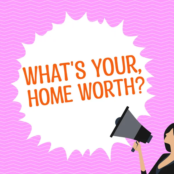 Inspiration Showing Sign Whats Your Home Worth Επιχειρηματική Ιδέα Αξία — Φωτογραφία Αρχείου