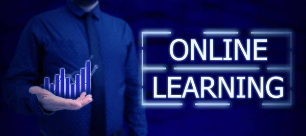 Conceptual Caption Online Learning Business Overview Larning Pomocí Internetu Počítače — Stock fotografie