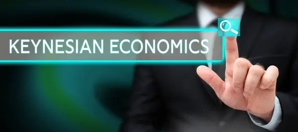 Tekenen Weergeven Keynesiaanse Economie Woord Geschreven Monetaire Fiscale Programma Door — Stockfoto