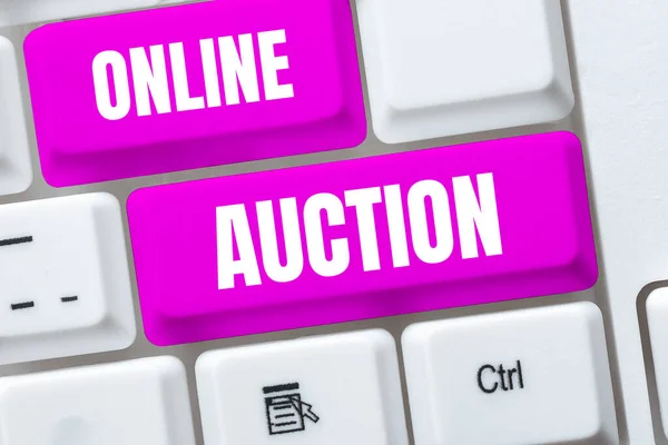 Conceptual Caption Online Auction Business Showcase Process Buying Selling Goods — Stock Photo, Image