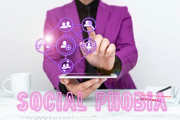 Sign Displaying Social Phobia Business Showcase Overwhelming Fear Social Situations — Stock Photo, Image