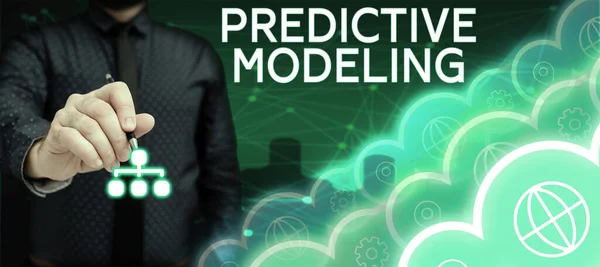 Exibição Conceitual Modelagem Preditiva Palavra Escrita Estratégia Manutenção Conduzida Por — Fotografia de Stock