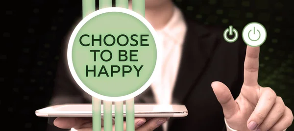 Leyenda Conceptual Elegir Ser Feliz Palabra Para Decidir Estar Buen —  Fotos de Stock