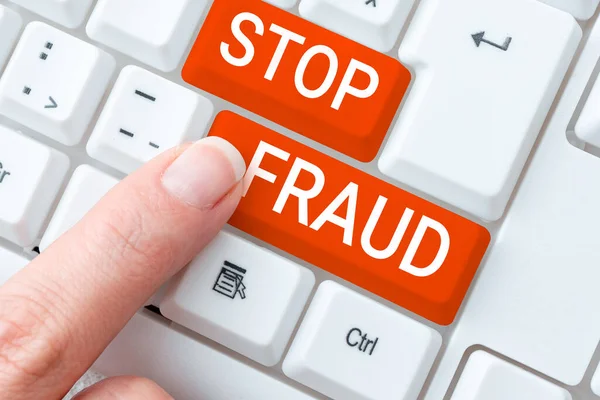 Teks Keterangan Yang Menyajikan Stop Fraud Kampanye Konsep Internet Menyarankan — Stok Foto
