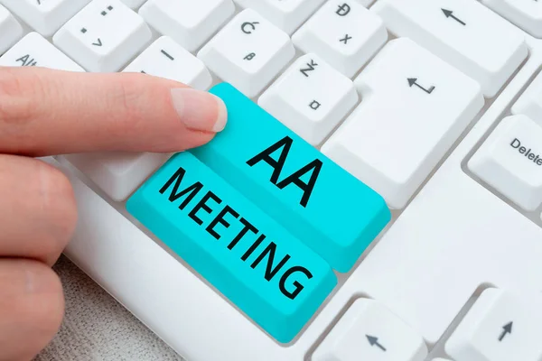 Text Sign Showing Meeting Business Concept Gathering Alcohol Addicted People — Stockfoto