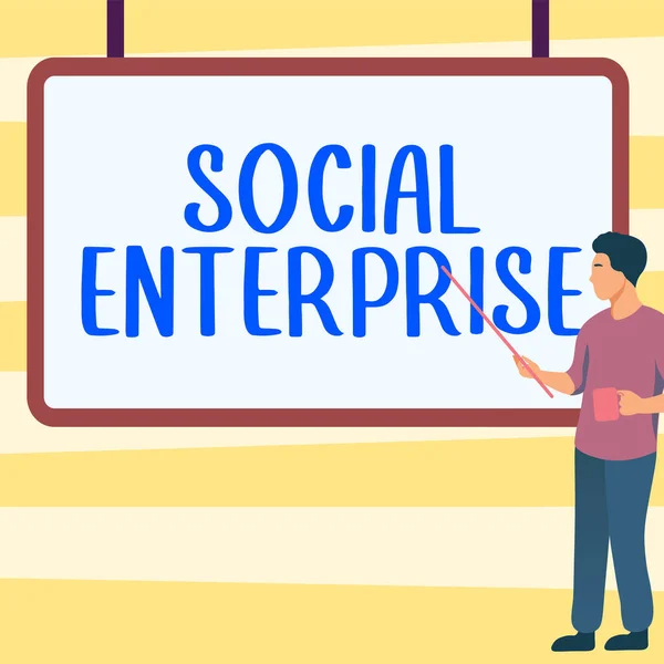 Sign Displaying Social Enterprise Business Overview Business Makes Money Socially — Stock fotografie