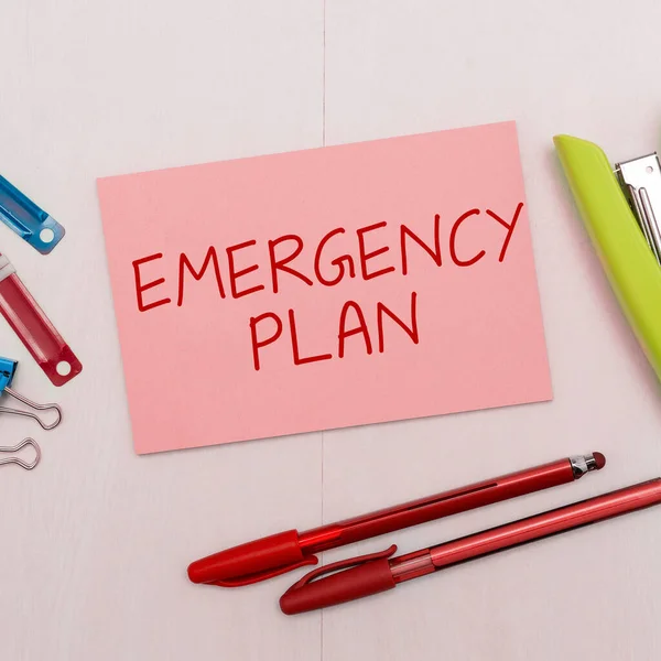 Vészhelyzeti Tervet Bemutató Szöveges Jelzés Üzleti Megközelítés Súlyos Vészhelyzetekre Adandó — Stock Fotó