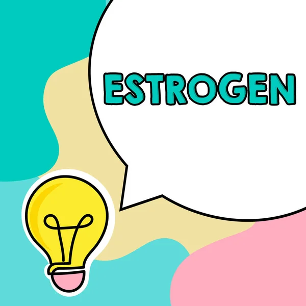 手書きの記号エストロゲン ホルモンの概念的な意味グループは 女性の特性の開発を促進します — ストック写真