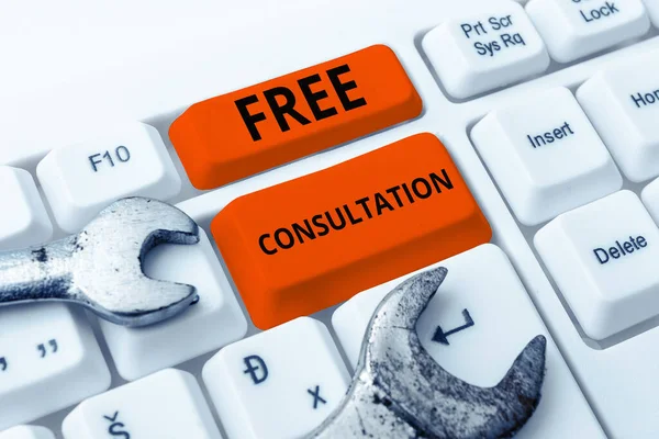 Sign Displaying Free Consultation Word Written Giving Medical Legal Discussions — 스톡 사진