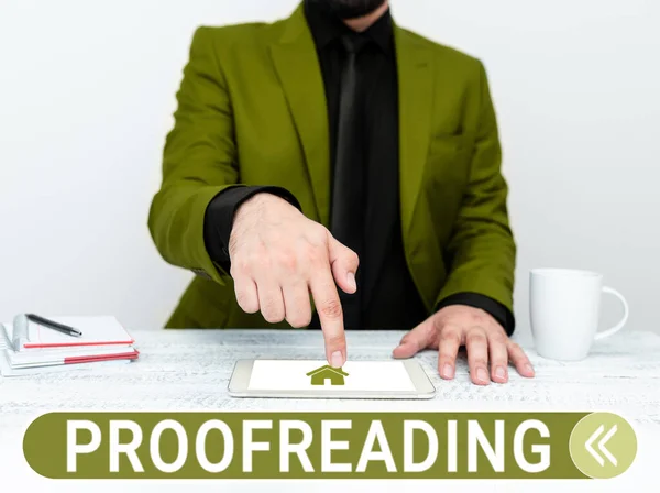 Text Sign Showing Proofreading Business Showcase Act Reading Marking Spelling — Stockfoto