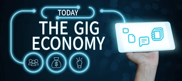 Text Sign Showing Gig Economy Concept Meaning Market Short Term — Fotografia de Stock