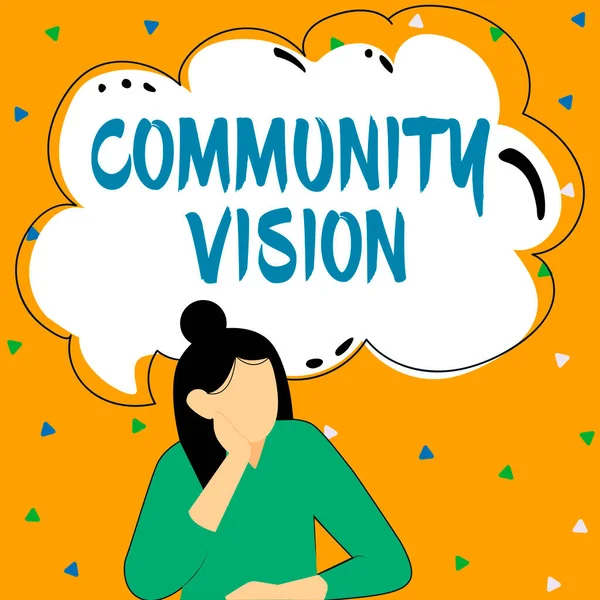 Znak Pisma Ręcznego Community Vision Word Neighborhood Association State Affiliation — Zdjęcie stockowe