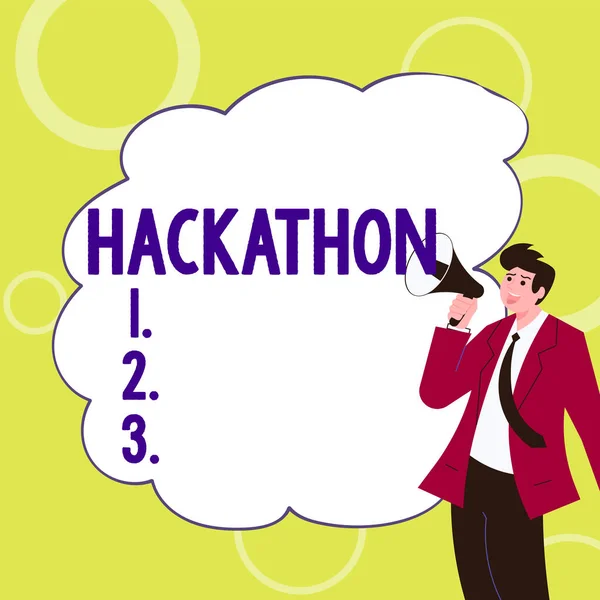 Didascalia Testo Che Presenta Hackathon Evento Internet Concept Cui Gran — Foto Stock