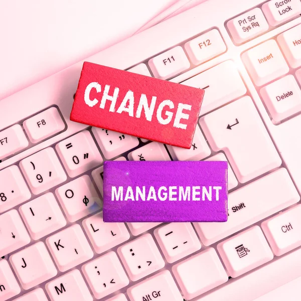 Handwriting Text Change Management Concept Meaning Substituição Liderança Uma Organização — Fotografia de Stock