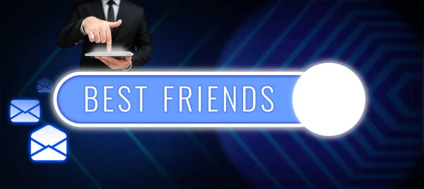 Text Sign Showing Best Friends Business Idea Person You Value — 스톡 사진