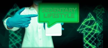 Oturarak Yaşam Tarzı, İş Vitrinleri, oturma ve düşük fiziksel aktiviteler içeren yaşam biçimleri ve araçlarını gösteren tabela