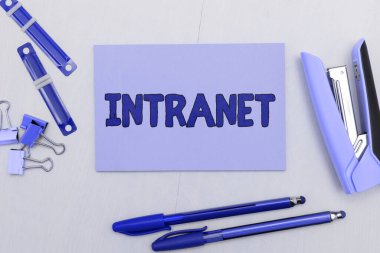 Handwriting text Intranet, Word for local or restricted communications network especially private one