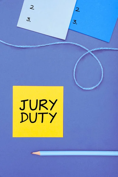 说明陪审团责任 商业理念义务或在法庭上担任陪审团成员期间受到启发的案文 — 图库照片