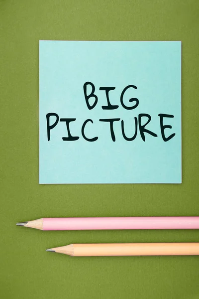Hand Writing Sign Big Picture Λέξη Για Πιο Σημαντικά Γεγονότα — Φωτογραφία Αρχείου