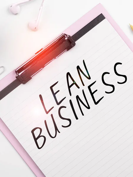 Tekenen Weergeven Van Lean Business Concept Betekent Verbetering Van Afvalminimalisatie — Stockfoto