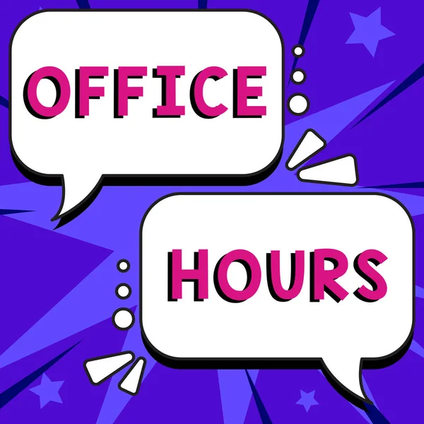 Text Caption Presenting Office Hours Internet Concept Hours Which Business — Foto de Stock