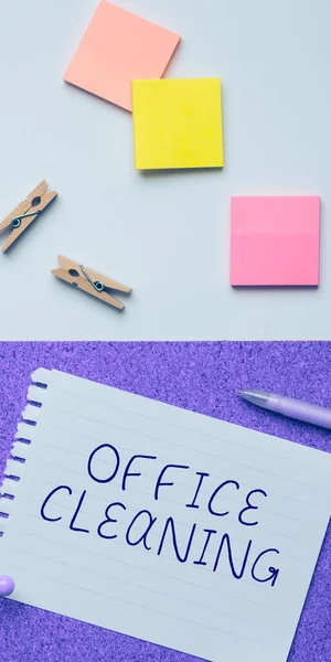 Text Showing Inspiration Office Cleaning Word Written Action Process Cleaning — Stock Photo, Image