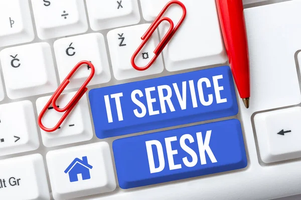 Sign Displaying Service Desk Business Concept Technologická Podpora Online Asistenční — Stock fotografie