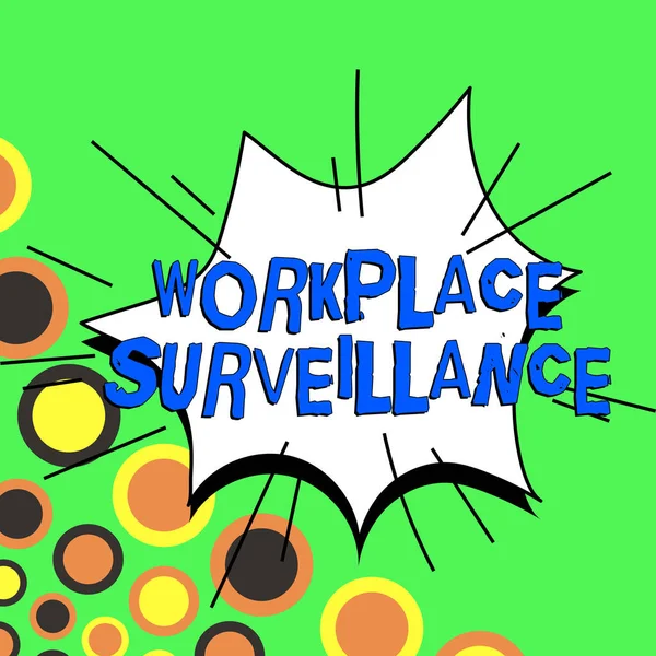 Conceptual caption Workplace Surveillance, Word Written on protection of individual privacy rights in the workplace