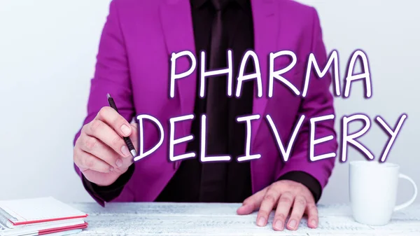 Texto Que Muestra Inspiración Pharma Delivery Foto Conceptual Que Recibe —  Fotos de Stock