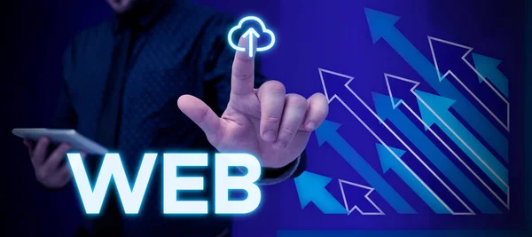 Texto Que Mostra Inspiração Web Business Aproxima Sistema Servidores Internet — Fotografia de Stock