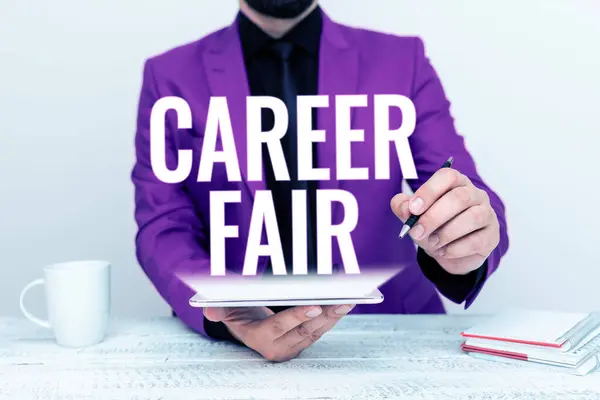Conceptual Caption Career Fair Internet Concept Event Which Job Seekers — Zdjęcie stockowe