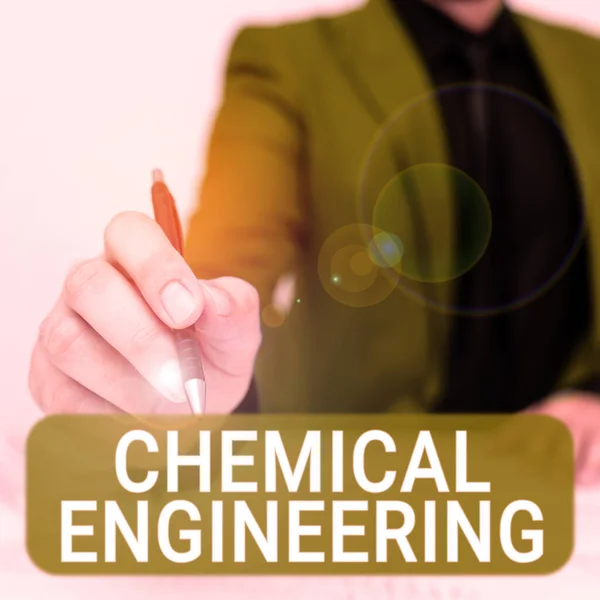 Text Sign Showing Chemical Engineering Business Concept Developing Things Dealing — Photo