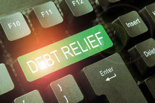 Redação Exibindo Texto Alívio Dívida Visão Geral Negócios Remissão Parcial — Fotografia de Stock