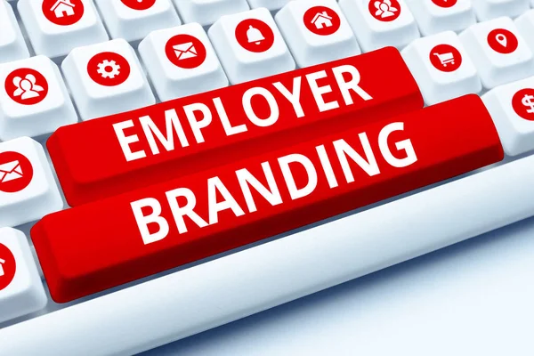 Text Sign Showing Employer Branding Business Approach Process Promoting Company — Fotografia de Stock