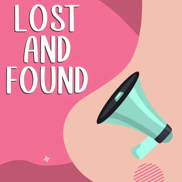 Концептуальный Дисплей Потерянные Найденные Концепция Означает Место Можете Найти Забытые — стоковое фото