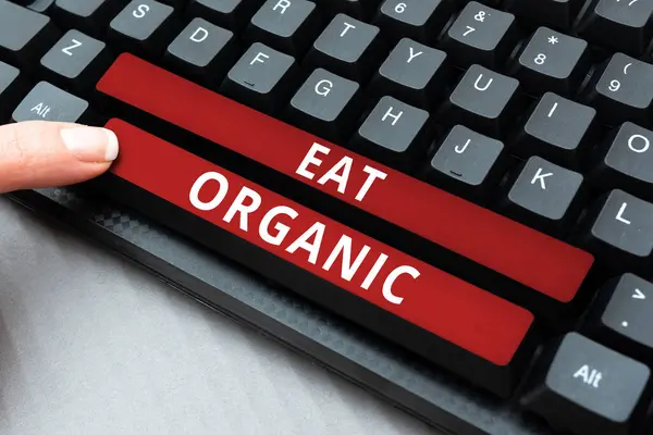 Konzeptionelle Bildunterschrift Eat Organic Business Überblick Reduktion Des Verzehrs Von — Stockfoto